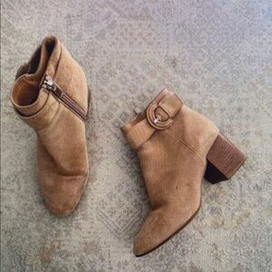 Tan Ankle Boots with Buckle Detail
